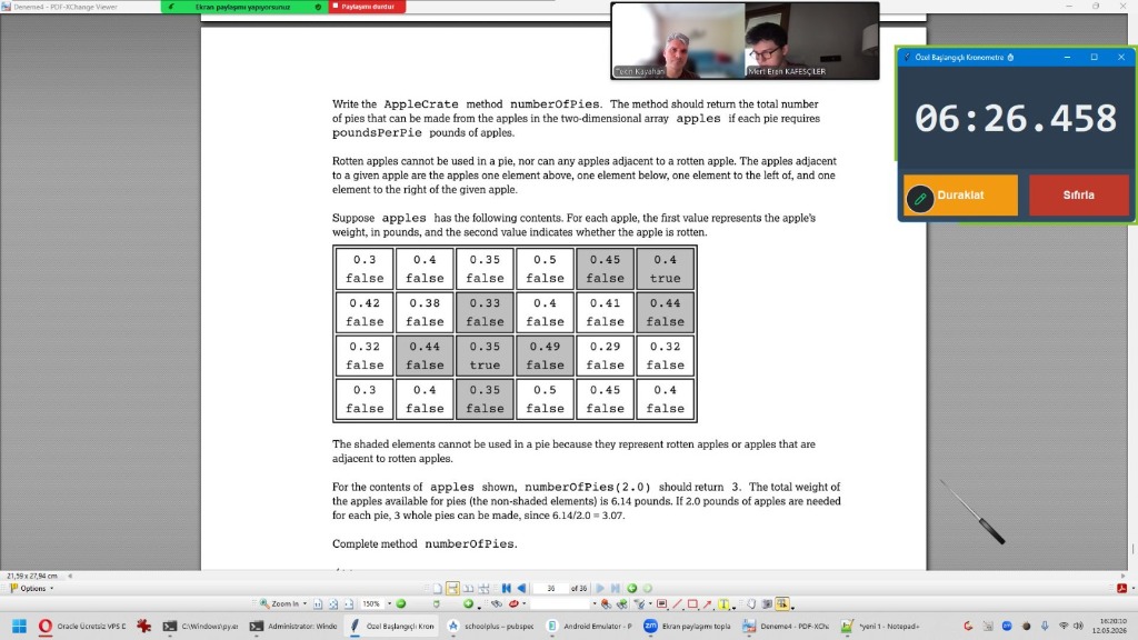 AP CS A 2D Array ve Sınıf Tasarımı FRQ Soru Çözümü